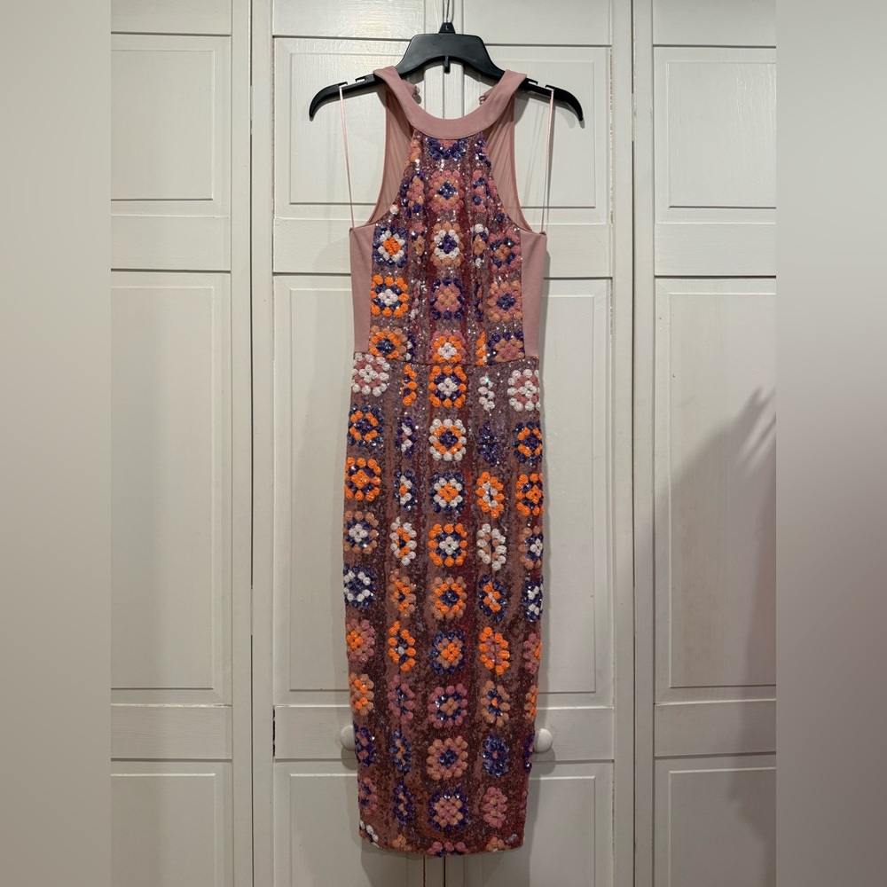 Dress the population sequin granny square dress size XS like new
